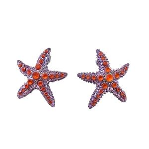 Betsey Johnson Purple & Orange Starfish Stud Earrings